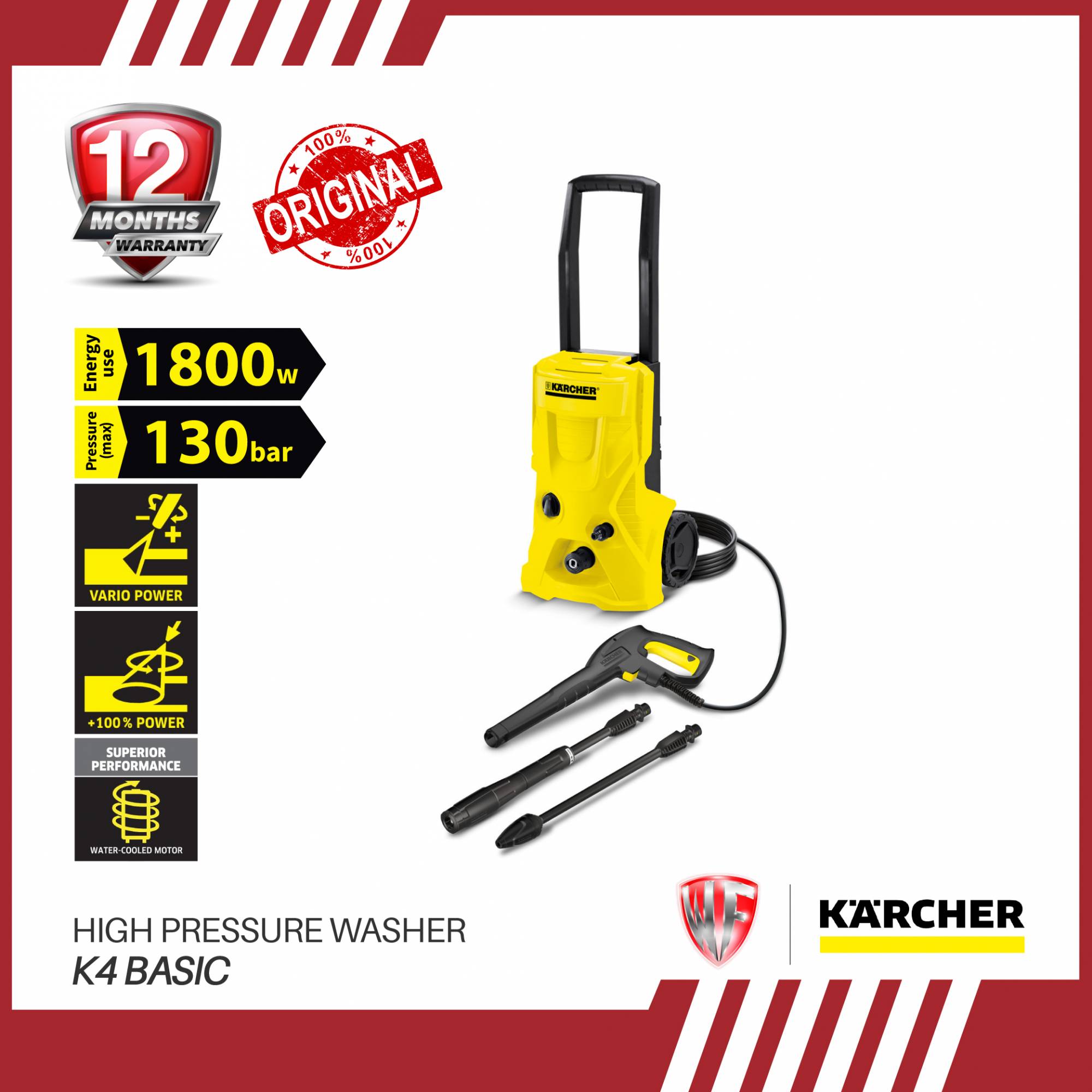 KARCHER K4 BASIC HIGH PRESSURE WASHER (1 YEARS WARRANTY)